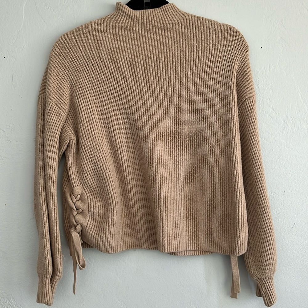 Max Studio Ribbon Tie Mock neck Sweater Medium
